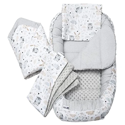 Offre limitée : Medi Partners Reducteur de Lit Bebe - Réducteur Bébé 100x60x15cm 5 éléments Cocon et Naissance Nid d'ange bilatéral Cale 100% Coton Minky (Glade avec Minky Gris) de 69.99 € à 69.99 € (0.00% de remise)