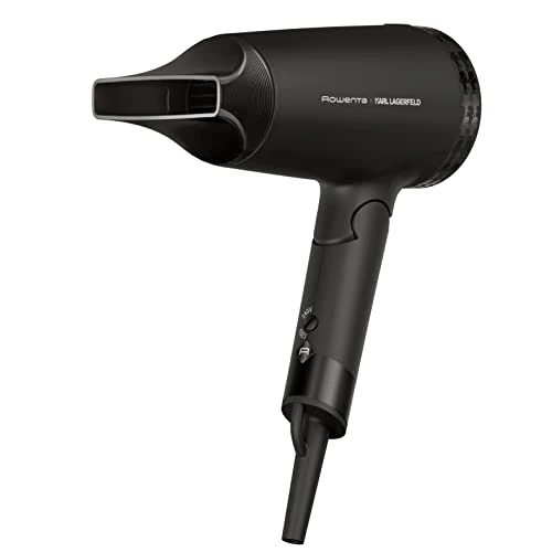 Rowenta x Karl Lagerfeld CV184L Express Style Hair Dryer, 2 Speed/Temperature Settings, Powerful, Effiwatt Energy Saving Technology, Travel Format, Black
