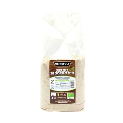 Oltresole, Harina de Sorgo Italiana Ecológica 1 Kg, Sin Gluten, Sin OGM, 100% Made in Italy, Ideal para Celíacos, Pan, Dulces y Pasta, Rica en Fibra y Proteínas