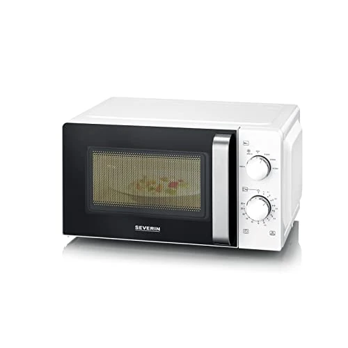 SEVERIN Microwave Solo, Microwave for Defrost and Heating, Microwave with Turntable for Even Heat Distribution, White/Black, MW 7885