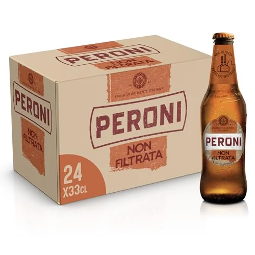 Offerta a tempo: Peroni Birra Non Filtrata, Cassa con 24 Bottiglie da 33 cl, Premium Lager a Bassa Fermentazione, Gusto Rinfrescante e Rigenerante, Gradazione Alcolica 4.7% Vol - 23% da 25.99 € a 19.99 €