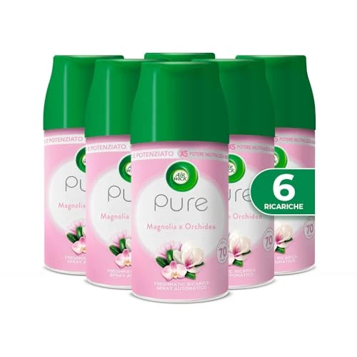 Offerta a tempo: Airwick Freshmatic Ricariche Pure Magnolia e Orchidea, Profumatore per Ambiente, 250 ml, Confezione da 6 - 37% da 23.94 € a 14.99 €
