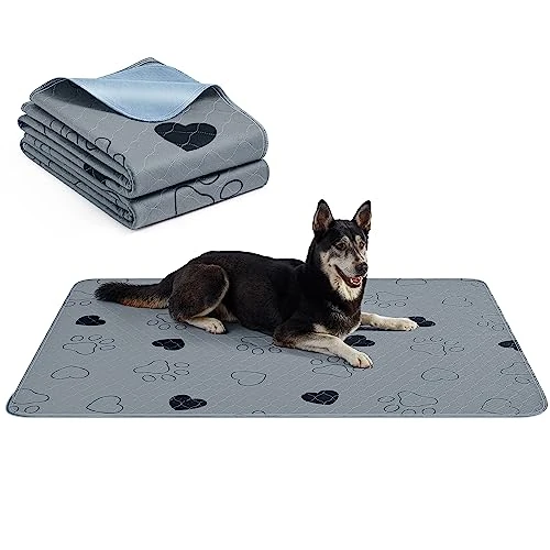 Feandrea podkłady dla szczeniąt zmywalne, wielokrotnego użytku maty dla psów, 152 x 122 cm, zestaw 2 sztuk, XXL, toaleta dla psa, szczelne, antypoślizgowe, superchłonne, szare PTD048G01