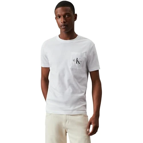 Offerta a tempo: Calvin Klein Uomo T-Shirt Maniche Corte Core Monologo Scollo Rotondo, Bianco (Bright White), XXS - 44% da 39.90 € a 22.25 €