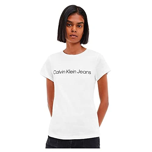 Limitiertes Angebot: Calvin Klein Damen T-Shirt Kurzarm Core Logo Slim Fit Tee Rundhalsausschnitt, Weiß (Bright White), 3XL von 39.90 EUR auf 19.00 EUR (Spare 52%)