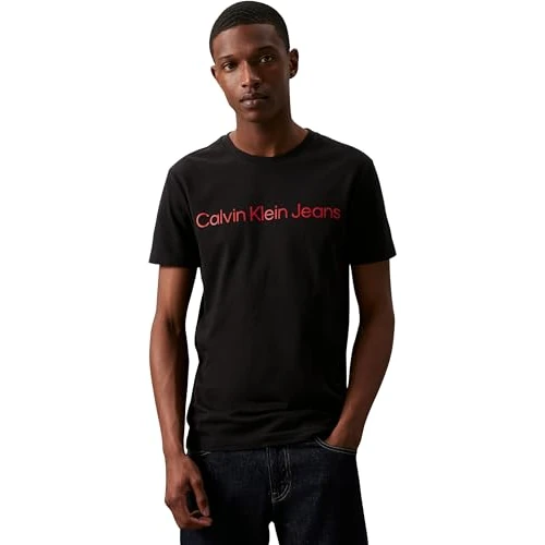 Beperkte aanbieding: Calvin Klein S/S T-shirts voor heren, Zwart (Ck Zwart/Salsa), XXL van 39.90 EUR naar 19.00 EUR (besparing 52%)