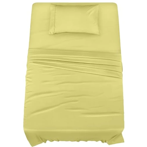 Utopia Bedding 3-częściowy zestaw pościeli na łóżko podwójne, szczotkowana mikrofibra, odporne na kurczenie się i blaknięcie, łatwe w pielęgnacji (podwójne, żółte)