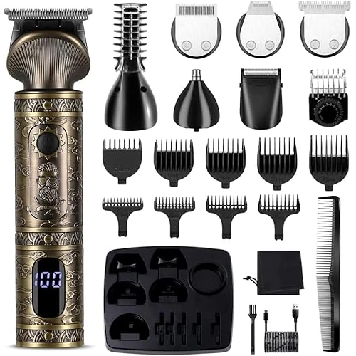 Offerta a tempo: Surker Regolabarba uomo Rasoio Elettrico Barba Capelli Corpo Macchinetta per Barba Beard Trimmer Clipper Kit T-Blade Rasoio per Capelli 7 in 1 - 0.00% da 29.99 € a 29.99 €