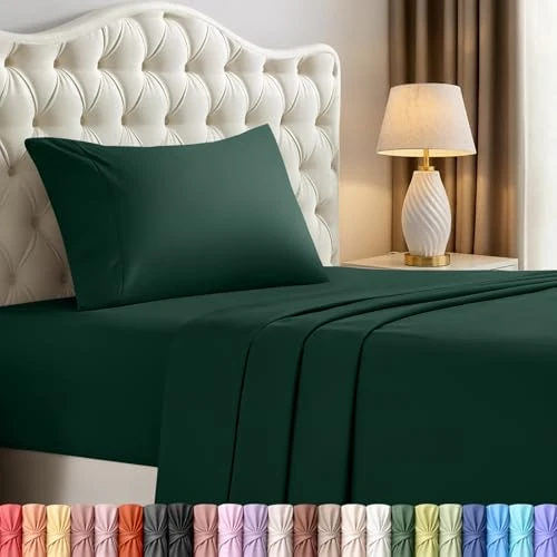 Offerta a tempo: Utopia Bedding Set di lenzuola per letto singolo, in microfibra spazzolata, non si restringe e non sbiadisce, facile da pulire (matrimoniale, smeraldo) - 0.00% da 23.99 € a 23.99 €