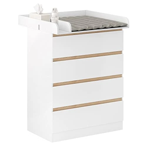 Limited-time offer: WOLTU Baby Changing Table with 4 Drawers, Dresser Unit for Nursery and Bedroom, MDF + Particleboard, White, WT008ws from 129.99 GBP to 129.99 GBP (save 0%)