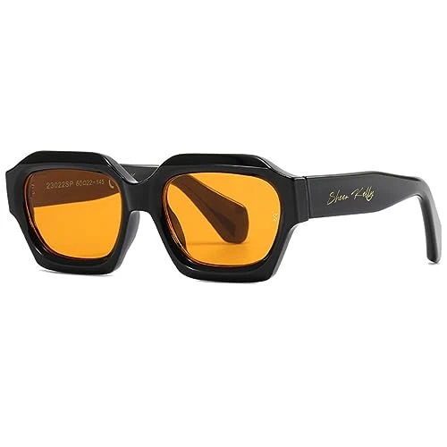 Offre limitée : SHEEN KELLY Lunettes de soleil homme femme à La Rétro Mode Épais Hexagone cadre orange 80s Lunettes de 17.06 EUR à 13.99 EUR (remise 18%)