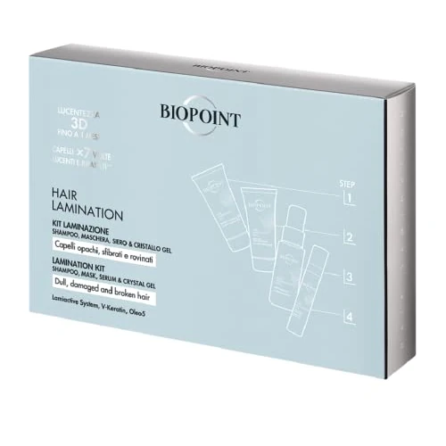 Offerta a tempo: Biopoint Hair Lamination - Kit Laminazione per Capelli Sfibrati e Danneggiati, Trattamento in 4 Step, Dona Idratazione, Morbidezza e Luminosità Effetto Specchio - 19% da 19.90 € a 16.19 €