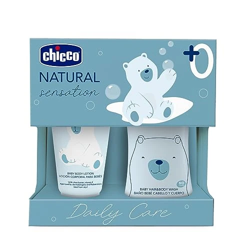 CHICCO Natural Sensation - Set 1: 1 Shampoo & Body Bath - Without Tears 200 ml, 1 Baby Body Lotion 150 ml