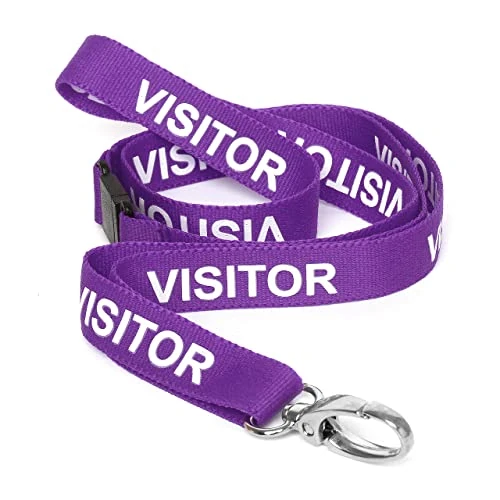 CKB LTD Visitor LANYARDS Cordino di sicurezza staccabile Tracolla Clip metallica girevole per porta carte d'identità - Tirare Design a sgancio rapido Viola Confezione da 10