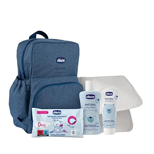 Offerta a tempo: Chicco Borsa Zaino Fasciatoio, Zainetto Mamma Multifunzione, Con il Necessario per il Cambio, Soluzione per Viaggi, fasciatoio neonato, Igiene Fuori Casa, Kit Natural Sensation e Salviettine - 22% da 34.45 € a 26.73 €