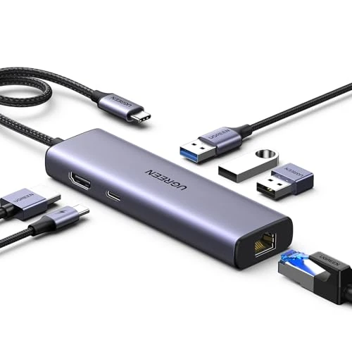 Offerta a tempo: UGREEN Revodok 1061 Hub USB C Ethernet Gigabit HDMI 4K PD 100W Carica Adattatore USB C RJ45 Docking Station Compatibile con MacBook Neo iPad Pro Air iPhone 17 Pro Max Galaxy S26 Tab S11 Ultra - 31% da 29.99 € a 20.56 €