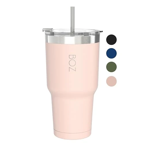 Offerta a tempo: BOZ Bicchiere Termico con Cannuccia e Coperchio (900 ml, Rosa) – Tazza con Cannuccia per Bevande Calde e Fredde in Acciaio Inossidabile – Bicchiere con Cannuccia Adulti Senza BPA - 59% da 19.99 € a 8.12 €