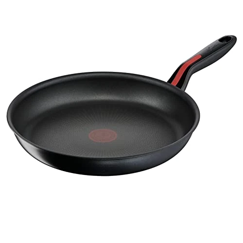 Lagostina Red Line Non Stick Frying Pan Ø 28 cm, Induction Frying Pan, Gas and Oven Scratch Resistant, Thermosignal Cooking Indicator, Stainless Steel and Aluminium Back, Non-Slip Silicone Handle