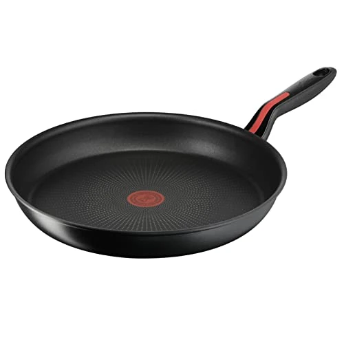 Lagostina Linea Rossa - Sartén antiadherente de 32 cm de diámetro, para inducción, gas y horno antiarañazos, indicador de cocción Thermosignal, fondo de acero inoxidable y aluminio, mango de silicona