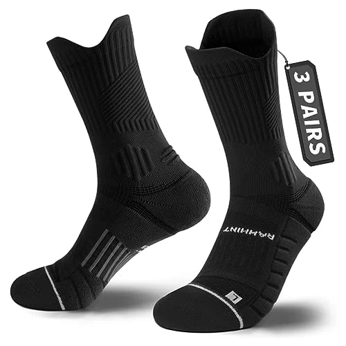 Limited-time offer: Rahhint Coolmax 3 Pack Compression Running Socks Men Women Anti Blister Socks Walking Socks with TAB Design, Compression Zone, Venting Mesh Network and Arch Support，Black 5-8 from 22.95 £ to 22.95 £ (save 0.00%)
