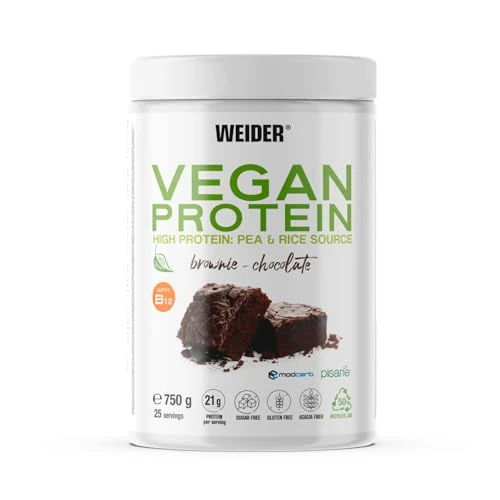 Offerta a tempo: Weider Vegan Protein (750g) Gusto Cioccolato. Proteine Vegane 21g/dose isolate di piselli e riso, Con Vitamina B12 e Stevia, Senza Glutine, Senza Zucchero, Contenitore 50% Riciclato, 100% Riciclabile - 19% da 30.44 € a 24.65 €