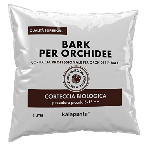 Offerta a tempo: Kalapanta Bark per Orchidee Linea Professionale, 2 Litri, Pezzatura 5-15 mm, Substrato a Base di Corteccia di Pino Marittimo 100% Naturale, Ecologica Pronto all'Uso - 0.00% da 10.90 € a 10.90 €