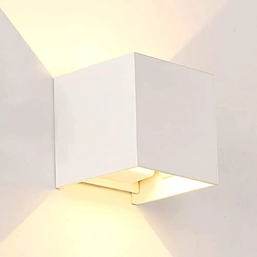 M Ledme - White Wall Light Outdoor/Indoor LED 12W CCT Dimmable from Cold Light to Warm Light Dimmable 2700K-6500K Adjustable Beam IP54 Waterproof Ideal for Outdoor Use