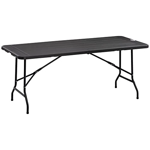 Offerta a tempo: Outsunny Tavolo da Giardino Pieghevole Rettangolare per 6 Persone in Acciaio e HDPE, 180x75.5x73cm, Grigio Scuro - 0.00% da 75.95 € a 75.95 €