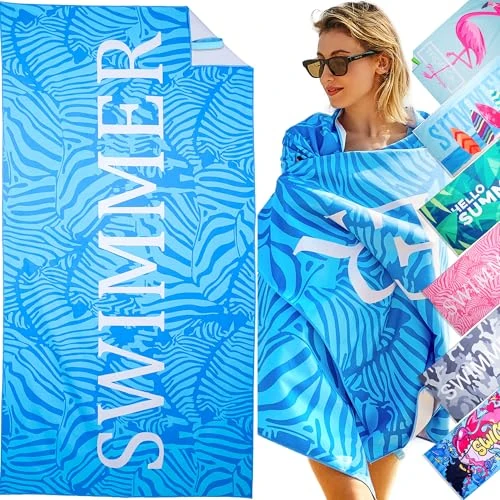 Beperkte aanbieding: LEcylankEr Grote strandhanddoek, microvezel handdoek, 180 x 90 cm, zandafstotend, sneldrogend, groot, voor strand/zwembadzijde/strandstoelen (zwemblauw) van 17.47 EUR naar 17.47 EUR (besparing 0%)