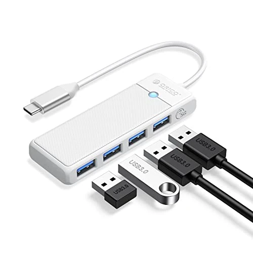 ORICO USB-hub, 4 poorten USB hub 3.0 USB-adapter, USB-verdeler voor MacBook, MacBook Air, iMac, MacPro, Windows laptops en Ultrabooks, 0,15 m, wit