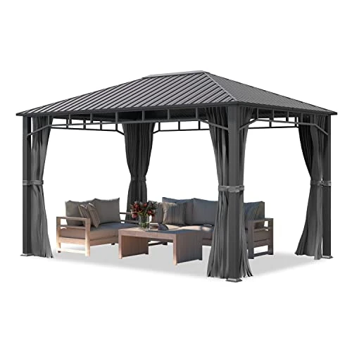Offerta a tempo: TOOLPORT Gazebo da giardino 3x4 m tetto hardtop in acciaio 4 teli laterali color grigio, profilo ca. 90x90 mm - 0.00% da 1435.00 € a 1435.00 €