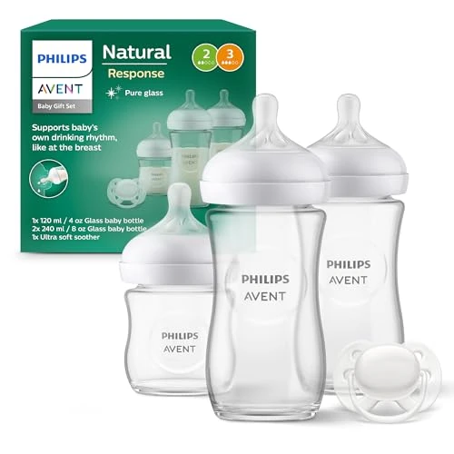 Offerta a tempo: Philips Avent Set regalo per neonati con biberon in vetro - 3 biberon, ciuccio ultra soft, per neonati da 0-6 mesi in su (modello SCD878/11) - 28% da 44.99 € a 32.31 €