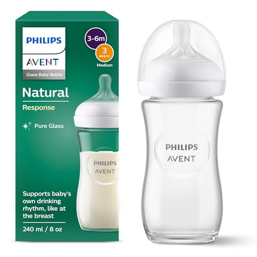 Philips Avent Natural Response szklana butelka do karmienia 240 ml bez BPA dla noworodków od 1 miesiąca (model SCY933/01)