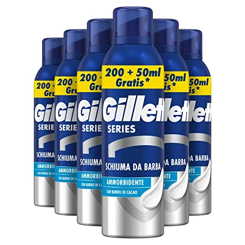 Gillette Series Rasierschaum Weichspüler mit Kakaobutter, vollständiger Schutz vor Irritationen, für Herrenrasierer, 250 ml x 6
