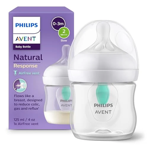 Philips Avent Biberon Natural Response - Biberon da 125 ml con valvola Airfree, senza BPA, per neonati (modello SCY670/01)