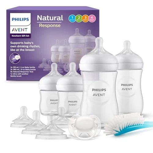 Tijdelijke aanbieding: Philips Avent babyfles cadeauset voor pasgeboren baby's - 4 babymelkflessen, 2 extra spenen, ultra soft-fopspeen en flessenborstel, voor baby's van 0-12 maanden en ouder (model SCD838/13) van 59.71 EUR naar 42.99 EUR (korting 28%)
