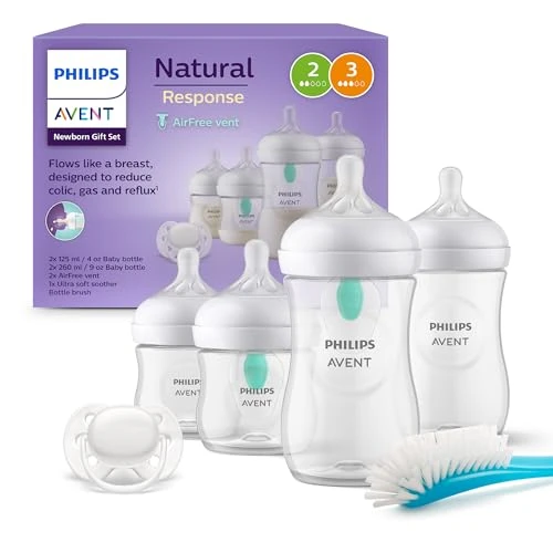 Oferta ograniczona: Philips Avent Zestaw butelek Natural z Responsywnym smoczkiem z nakładką antykolkową AirFree—4 butelki z nakładką AirFree, smoczek Ultra Soft, szczotka do butelek. Wiek 0 –12 mies.i (model SCD657/11) z 145.00 PLN na 145.00 PLN (zniżka 0%)