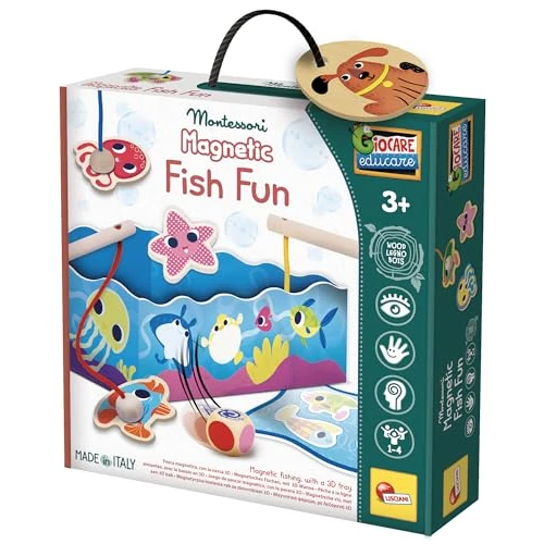 Oferta limitada: Liscianigiochi Montessori Wood Magnetic Fish Fun | Juego de Pesca Magnética - Peces y Cañas de Madera - Dado y Estanque en Relieve - Coordinación, Destreza y Paciencia de 16.00 € a 16.00 € (ahorro 0.00%)