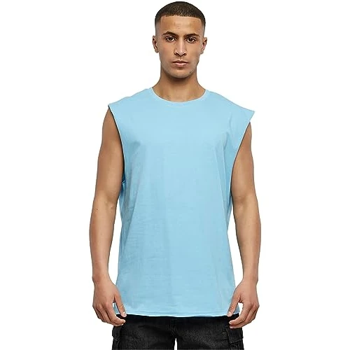 Limited-time offer: Urban Classics Men's Open Edge Sleeveless Tee, Baltic Blue, L from 12.50 £ to 11.66 £ (save 7%)