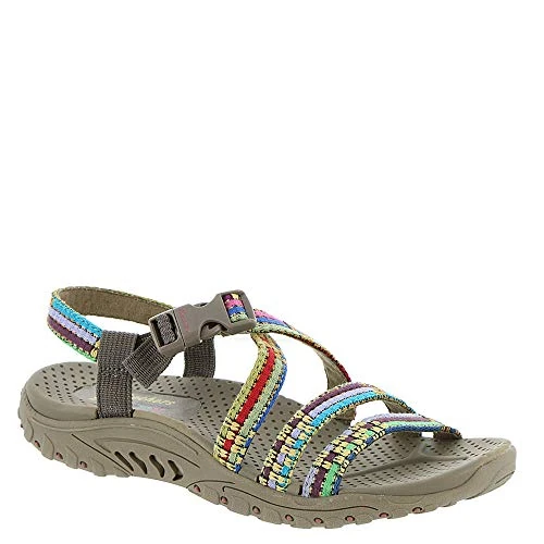 Skechers Women's Reggae-Sew Me-Boho Woven Strappy Slingback Sandal, Taupe Multi, 5.5 UK