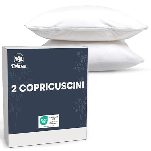 Offerta a tempo: Twinzen - Copricuscino Letto 50x80 cm - Impermeabile - Cerniera - Set di 2 - 25% da 16.99 € a 12.74 €