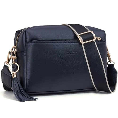 Offre limitee: Roulens Petit Sac Bandoulière Femme avec 3 Compartiments Zippés, Sac a Main Femmes Cuir PU avec Large Sangle Réglable et Amovible de 25.99 EUR a 22.09 EUR (economie 15%)