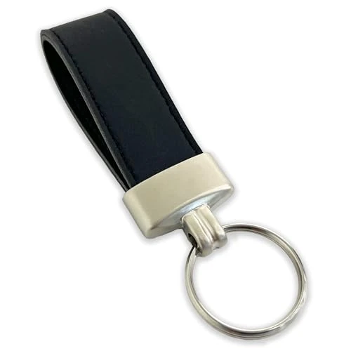 Tijdelijke aanbieding: pubblimania Elegante sleutelhanger van kunstleer met ring. Handig voor huissleutels, auto, motorfiets, scooter, poort. Lichtgewicht en zeer robuust, Sleutelhanger zwart, Eén maat van 7.01 € naar 7.01 € (0.00% korting)