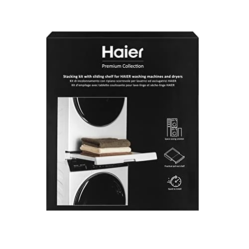 Offerta a tempo: Haier Kit Impilabile Universale con Ripiano Scorrevole per Lavatrici e Asciugatrici, Kit Colonna Salvaspazio, Qualità Premium, Perfetto per Lavatrici e Asciugatrici Haier Serie 3, 5, 7 - 62.01% da 131.27 € a 49.87 €