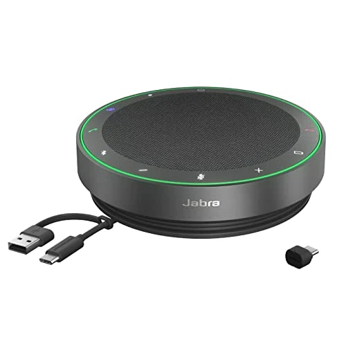 Offerta a tempo: Jabra Speak2 75 Vivavoce Bluetooth senza fili per lavoro, 4 microfoni cancellazione di rumore, altoparlanti 65 mm, Nuova funzione di collegamento, USB-C, Certificato per Microsoft Teams, Grigio scuro - 48% da 437.98 € a 226.67 €