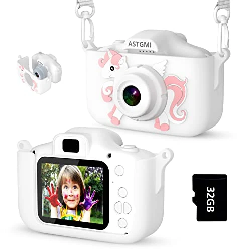 ASTGMI - Cámara de Fotos para niños, cámara Digital de 2,0 Pulgadas, Mini cámara Infantil, Recargable, videocámara, Regalo de Juguete para niñas, niños de 3 a 10 años, vídeo HD 1080p