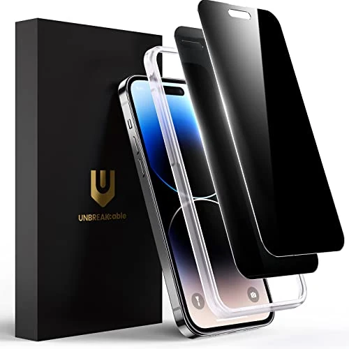 UNBREAKcable Verre Trempé Pour iphone 14 Pro Anti Espion 6,1 Pouces, Protection Écran Pour iphone 14 pro [Lot de 2], Film Protecteur Vitre [Résistant aux Rayures, Anti-traces de Doigts et sans Bulles]