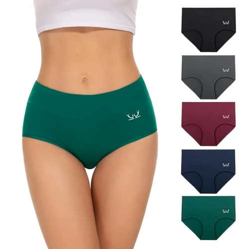 Offerta a tempo: TANSTC Mutande Donna Cotone Culotte Vita Alta Slip Mutantina Pacco da 5, Comode Slip Traspirante Elasticizzato Sexy Intimo di Base Pacco, Colorato, XL - 44% da 22.99 € a 12.85 €