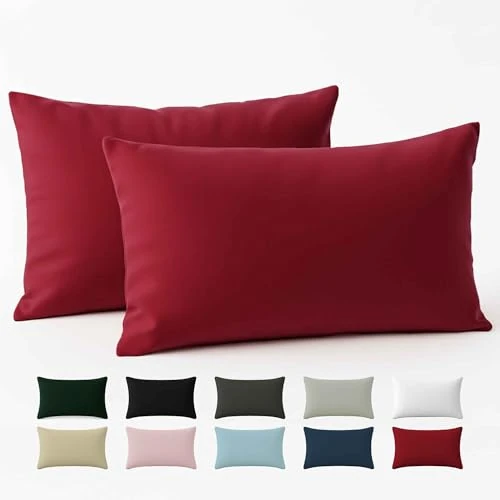 Dreamzie - Poszewka 40x80 Wzmocniona Bawełna (Zestaw 2) - Burgundia - Gęsta tekstura 57 Nitków/cm² - Poszewki na poduszki 40 x 80 cm - Poszewka na poduszkę 40x80 Certyfikat Oeko Tex