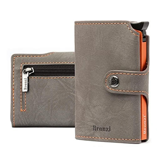 Bronzi® Geldbörse Herren | Geldbeutel Herren | Slim Wallet | Wallets for Men | Smart Wallet | RFID-Schutz mit Geldbörse | Geschenkbox - Italienische Marke (Grau)
